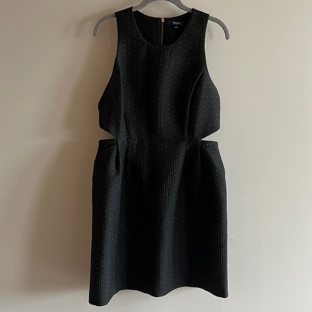 Madewell black and gold cut-out cocktail dress size 10